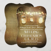 メイスン素朴ジャースストリングライツエレガントな結婚式 招待状 (正面/裏面)