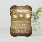 メイスン素朴ジャースストリングライツエレガントな結婚式 招待状 (スタンド正面)