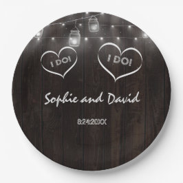 メイスン素朴ジャースストリングライツオールドバ結婚ンズ ペーパープレート