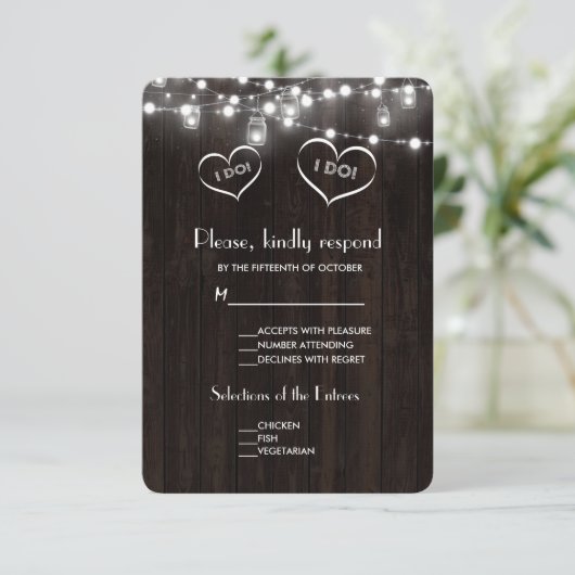 メイスン素朴ジャースストリングライツオールドバ結婚ンズ 出欠カード (スタンド正面)