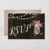 メイスン素朴ジャースストリングライトフローラダークウッド 出欠カード (正面/裏面)