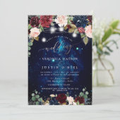 メイスン素朴ジャースミッドナイトスカイブルゴーニュの花 招待状 (スタンド正面)