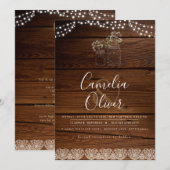 メイスン素朴ジャースライツレースジプソフィリア結婚ズ 招待状 (正面/裏面)