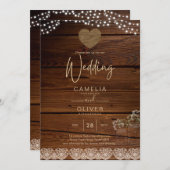 メイスン素朴ジャースライツレースジプソフィリア結婚ズ 招待状 (正面/裏面)