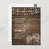 メイスン素朴ジャースライトバジェット赤ちゃんシャワー招待状 シーズンポストカード (正面/裏面)