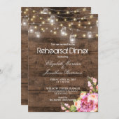 メイスン素朴ジャースライトフローラリハーサルディナー 招待状 (正面/裏面)