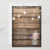 メイスン素朴ジャースライトワイルドフラワーズバ結婚ーン 招待状 (正面)