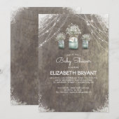 メイスン素朴ジャーズ赤ちゃんの息かわいい赤ちゃんシャワー 招待状 (正面/裏面)