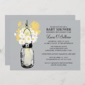 メイスン素朴ジャーデイジーベビーシャワー 招待状 (正面/裏面)