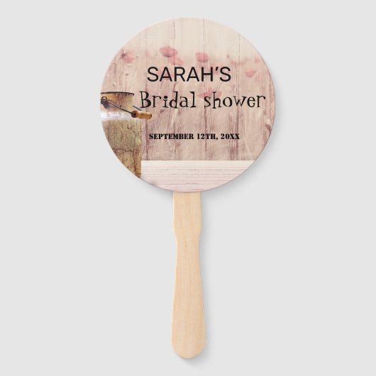 メイスン素朴ジャーフローラピンクブライダルシャワー ハンドファン (正面)