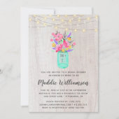 メイスン素朴ジャーフローラライトブライダルシャワーインヴィ 招待状 (正面)