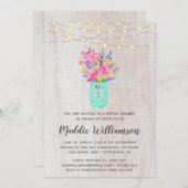 メイスン素朴ジャーフローラライトブライダルシャワーインヴィ 招待状 (正面/裏面)