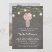 メイスン素朴ジャーフローラライトブライダルシャワー 招待状 (正面/裏面)