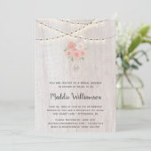 メイスン素朴ジャーフローラライト写真ブライダルシャワー 招待状 (スタンド正面)