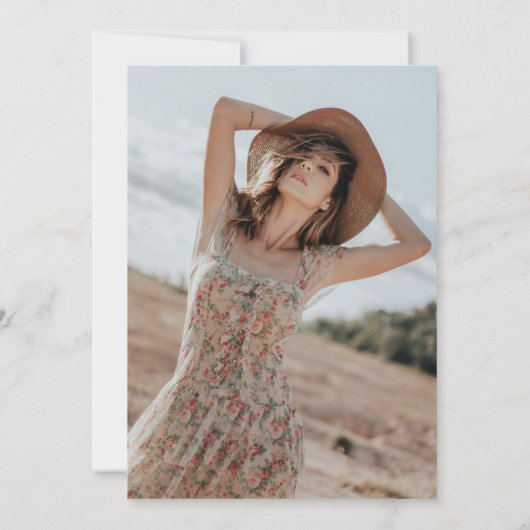 メイスン素朴ジャーフローラライト写真ブライダルシャワー 招待状 (裏面)