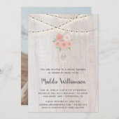 メイスン素朴ジャーフローラライト写真ブライダルシャワー 招待状 (正面/裏面)