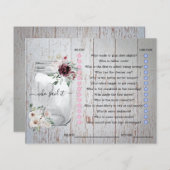 メイスン素朴ジャーブライダルシャワーゲーム (正面/裏面)