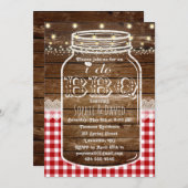 メイスン素朴ジャールオールドウッドI do BBQ招待状 招待状 (正面/裏面)