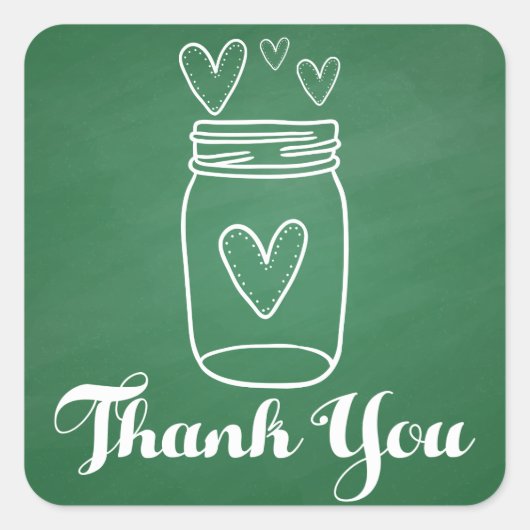 メイスン素朴ジャールグリーンサンキューシャルボード スクエアシール (正面)