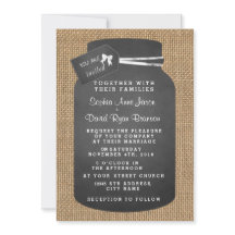 メイスン素朴ジャールバーラップ結婚式招待状