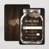 メイスン素朴ジャールバーンウッドバーラップウェディングRSVP 出欠カード (正面/裏面)