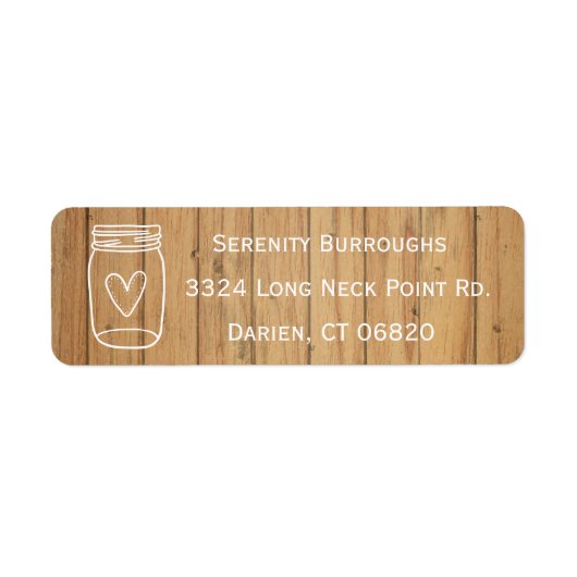 メイスン素朴ジャールブラウンホワイトウッドカントリーウェディング ラベル (正面)