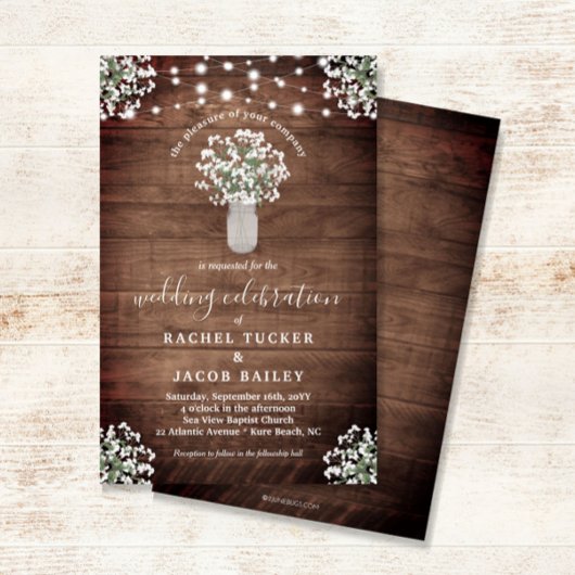 メイスン素朴ジャールライツバジェット結婚式招待状