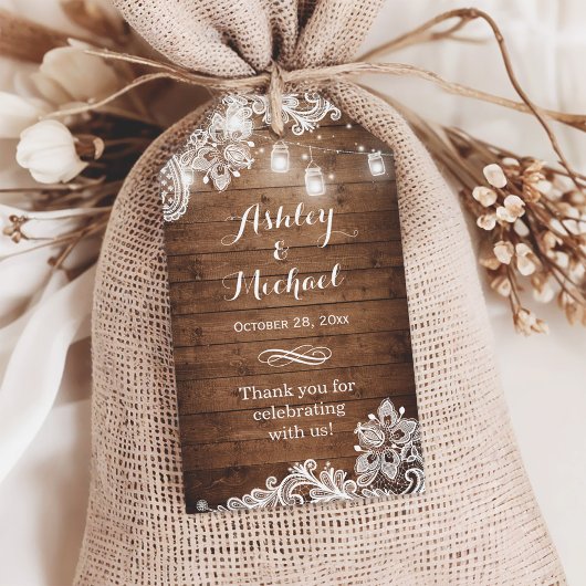 メイスン素朴ジャールライツレース結婚の感謝 ギフトタグ