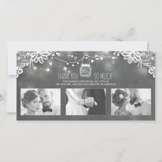 メイスン素朴ジャールライツレース結婚の感謝 サンキューカード (正面)