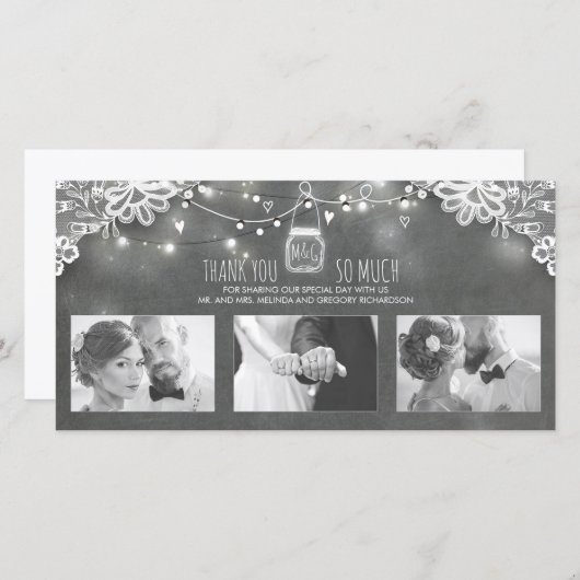 メイスン素朴ジャールライツレース結婚の感謝 サンキューカード (正面/裏面)