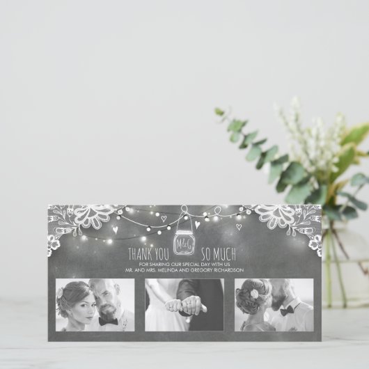 メイスン素朴ジャールライツレース結婚の感謝 サンキューカード (スタンド正面)