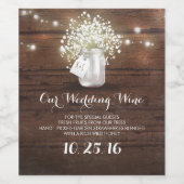 メイスン素朴ジャールライトとベビーズブレスバーン ワインラベル (シングルラベル)