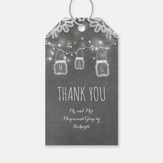 メイスン素朴ジャールライトとレースシャルボードラベル ギフトタグ (正面)