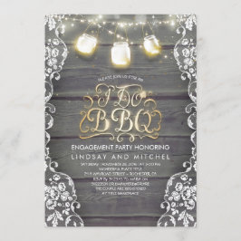 メイスン素朴ジャールライトウッド&レースI Do BBQ 招待状