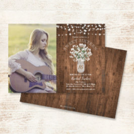 メイスン素朴ジャールライトスウィート16誕生日写真 招待状