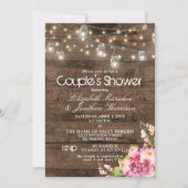 メイスン素朴ジャールライト赤面フローラブライダルシャワー 招待状 (正面)