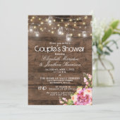 メイスン素朴ジャールライト赤面フローラブライダルシャワー 招待状 (スタンド正面)