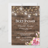 メイスン素朴ジャールライト赤面フローラブライダルシャワー 招待状 (正面)