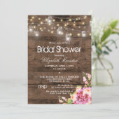 メイスン素朴ジャールライト赤面フローラブライダルシャワー 招待状 (スタンド正面)