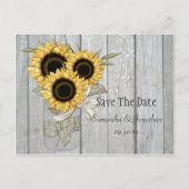 メイスン素朴ジャール黄色のヒマワリが日付を保存 案内ポストカード (正面)