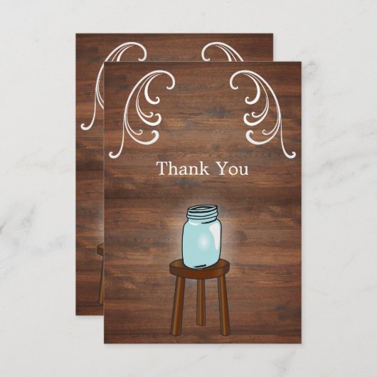 メイスン素朴ジャー結婚ズ サンキューカード (正面/裏面)