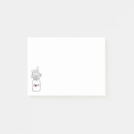 メイスン素朴ジャー赤いハートラブフラワーズ ポストイット