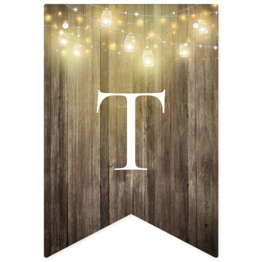 メイスン素朴ジャー&ウッドグレイン結婚ズガーデンパーティー バンティングフラッグ (第1の旗)