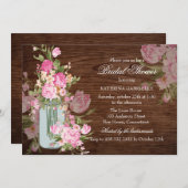 メイスン素朴ジャー&ウッドブライダルシャワー招待状 招待状 (正面/裏面)