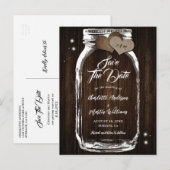 メイスン素朴ジャー・ウッド・ウェディング日付を保存 案内ポストカード (正面/裏面)