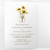 メイスン素朴ジャー・カントリー・ウェディングのひまわり 三つ折り招待状 (内部最初)