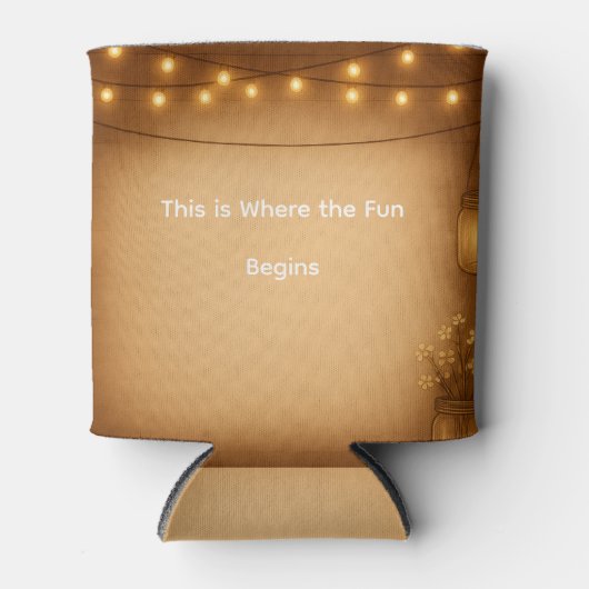 メイスン素朴ジャー&ストリングライト結婚ズ缶コール 缶クーラー (正面)