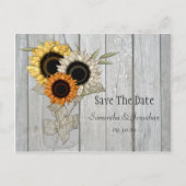 メイスン素朴ジャー・ヒマワリが日付を保存 案内ポストカード (正面)