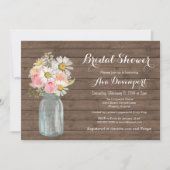 メイスン素朴ジャー&フラワーズベビーまたはブライダルシャワー 招待状 (正面)