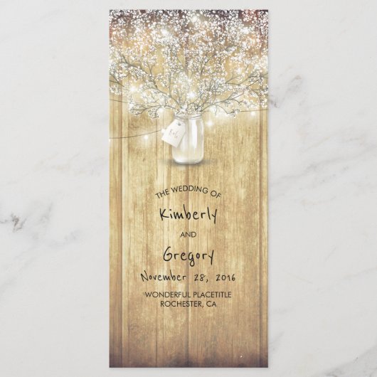 メイスン素朴ジャー・ベイビーの息の結婚式 プログラム (正面)